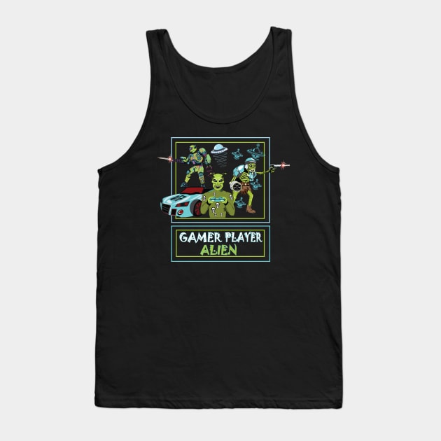 Gamer Player Alien Tank Top by bry store